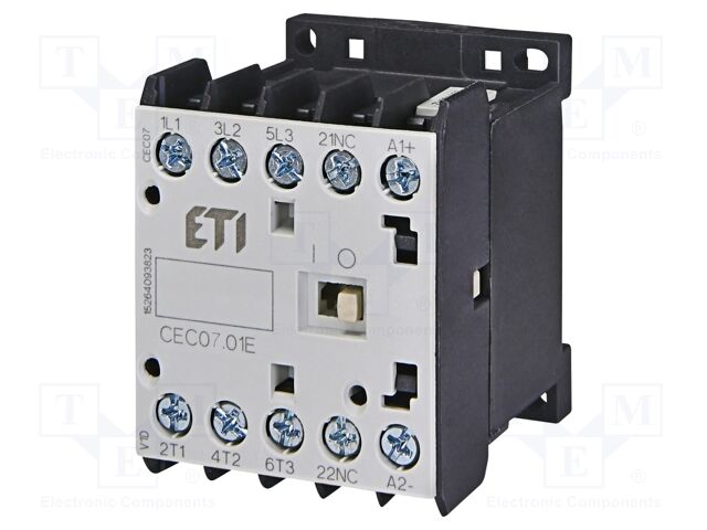 Contactor: 3-pole; NO x3; Auxiliary contacts: NC; 400VAC; 18A; CEC