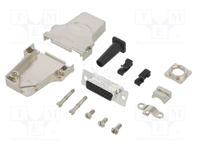 D-Sub HD; PIN: 26; female; shielded,with strain relief; soldering