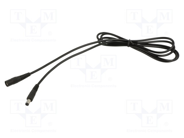 Cable; DC 5,5/2,1 plug,DC 5,5/2,1 socket; straight; 0.5mm2; 1.5m