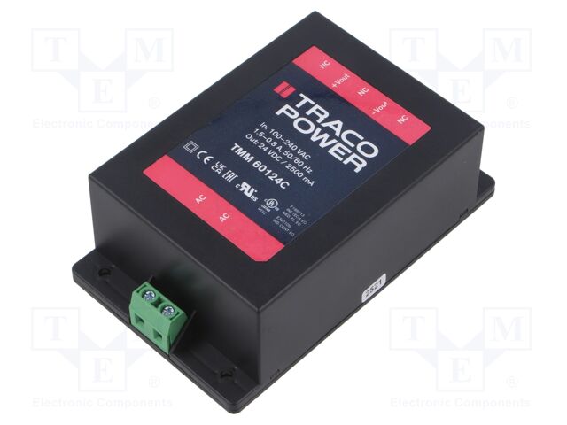 Converter: AC/DC; 60W; Uout: 24VDC; Iout: 2.5A; 87%; Series: TMM 60C