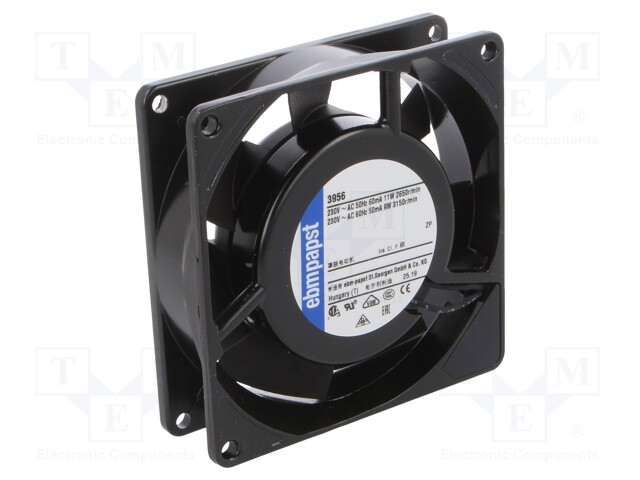 Fan: AC; axial; 230VAC; 92x92x25mm; 59m3/h; 35dBA; ball bearing
