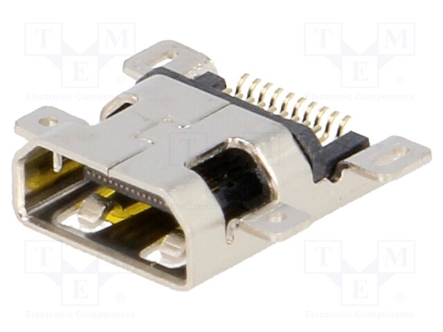 Connector: HDMI; socket; middle board mount; PIN: 19; gold-plated