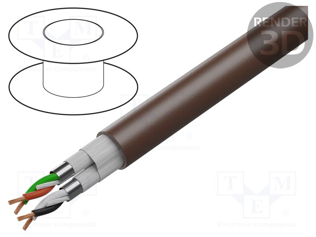 Wire; shielded,Al-PET foil; PVC; brown; 300V; 305m; CPR: Eca; 1000ft
