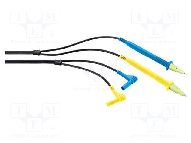 Test leads; Len: 2m; yellow-blue; banana 4mm plug,test probe