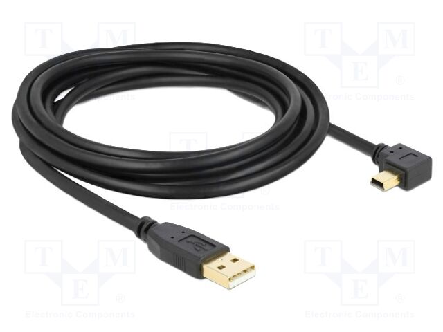 Cable; USB 2.0; USB A plug,USB B mini plug 90° left/right; 3m