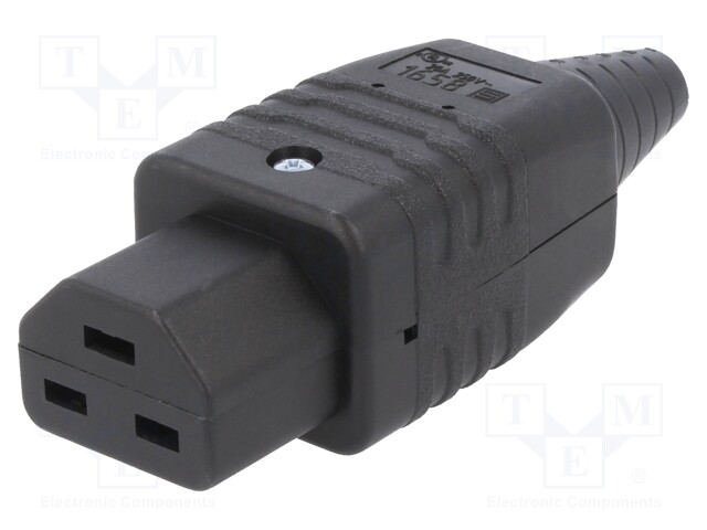 Connector: AC supply; plug; female; 16A; 250VAC; IEC 60320