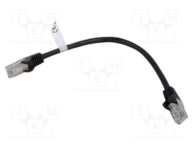 Patch cord; SF/UTP; 5e; stranded; CCA; PVC; black; 0.25m; 26AWG