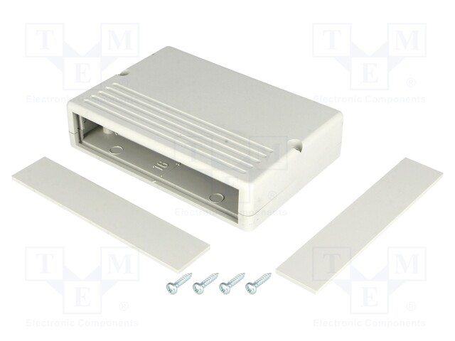 Enclosure: with panel; X: 90mm; Y: 62mm; Z: 20mm; ABS; grey