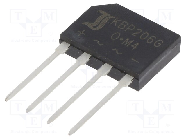 Single-phase bridge rectifier; Urmax: 600V; If: 2A; Ifsm: 50A; KBP
