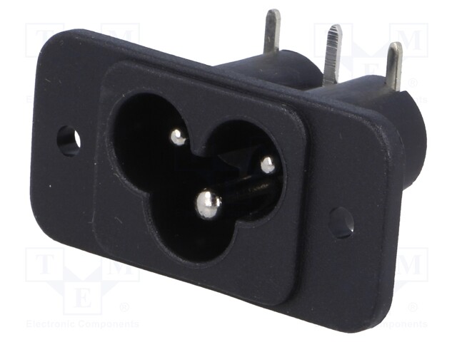 Connector: AC supply; socket; male; 2.5A; 250VAC; IEC 60320; C6