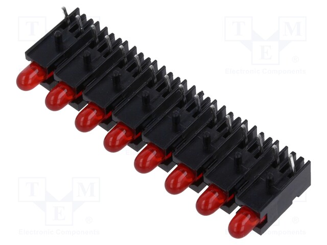LED; in housing; 2.8mm; No.of diodes: 8; red; 20mA; 60°; 15÷30mcd