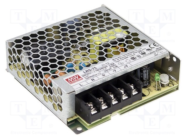Power supply: switched-mode; modular; 76.8W; 48VDC; 99x97x30mm