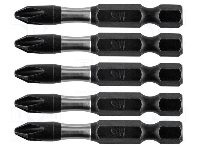 Screwdriver bit; Phillips; Kind: impact; Overall len: 50mm; 5pcs.
