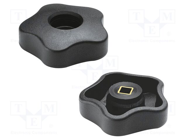 Knob; Ø: 50mm; H: 20mm; technopolymer PA; Cap: black; pass through
