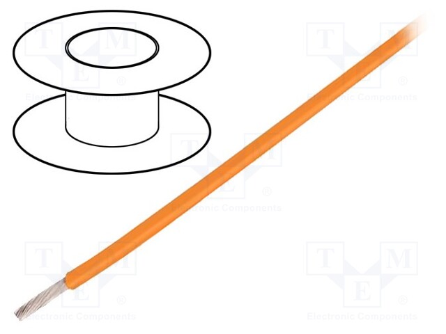 Wire; UL1213; stranded; Cu; 0.35mm2; 22AWG; orange; teflon
