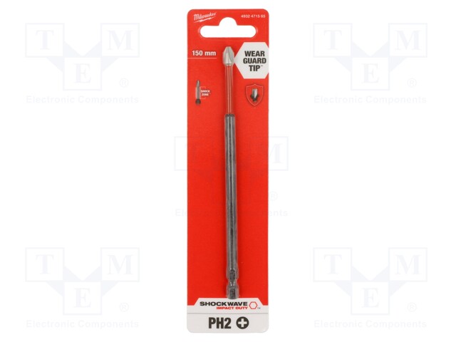 Screwdriver bit; Phillips; PH2; Overall len: 150mm; Kind: impact