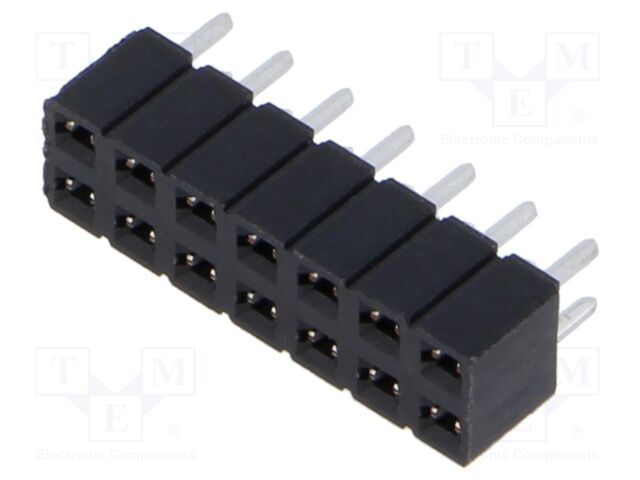 Connector: pin strips; female; PIN: 14; 2.54mm; tinned; THT; socket