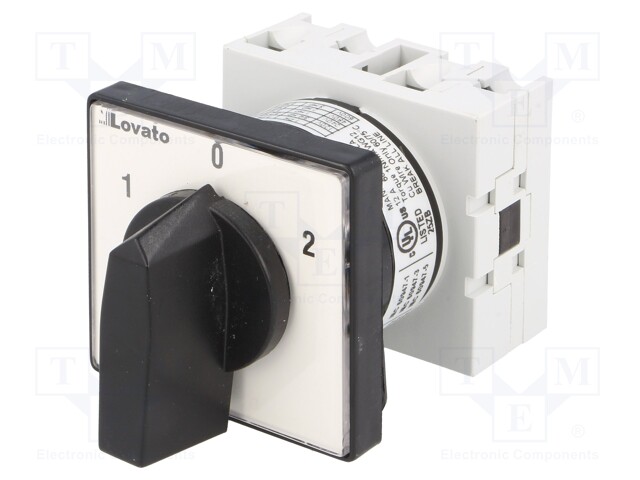 Switch: cam switch; Stabl.pos: 3; 16A; 1-0-2; Poles: 1; Pos: 3