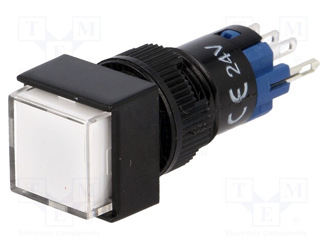 Switch: push-button; Pos: 2; SPDT; 0.5A/250VAC; 1A/24VDC; white