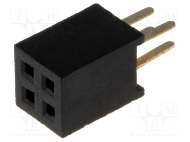 Socket; pin strips; female; PIN: 4; straight; 1.27mm; THT; 2x2; 1A