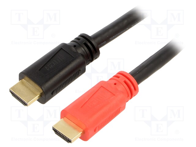 Cable; HDMI 1.3,with amplifier; HDMI plug,both sides; 20m; black