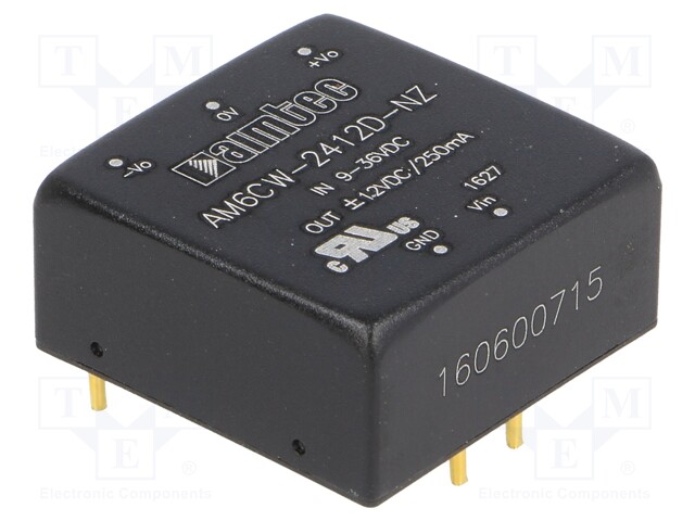 Converter: DC/DC; 6W; Uin: 9÷36V; Uout: 12VDC; Uout2: -12VDC; 1"x1"