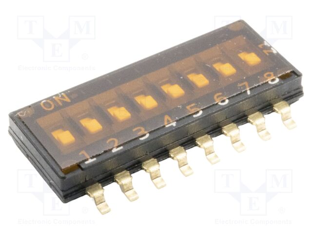 DIP SWITCH, 8POS, SPST, SLIDE, SMD