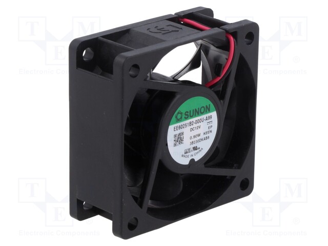 Fan: DC; axial; 12VDC; 60x60x25mm; 32.79m3/h; 30dBA; ball bearing