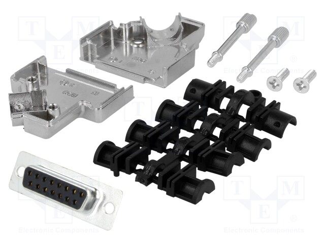 D-Sub; PIN: 15; plug; female; turned contacts; angled 45°