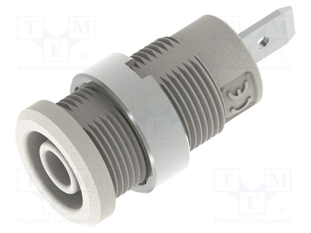 Connector: 4mm banana; socket; white; faston terminal; insulated