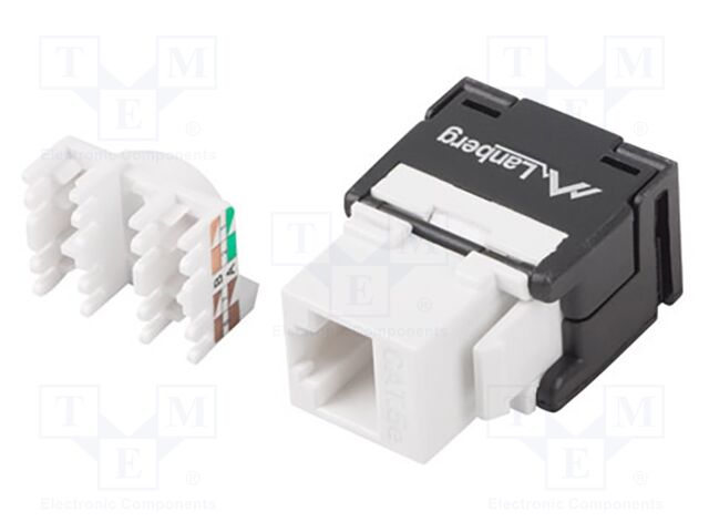 RJ45 module; white,black; Cat: 6a; on cable; RJ45 socket; -10÷60°C