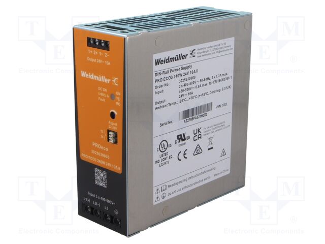 Power supply: switching; for DIN rail; 240W; 24VDC; OUT: 1