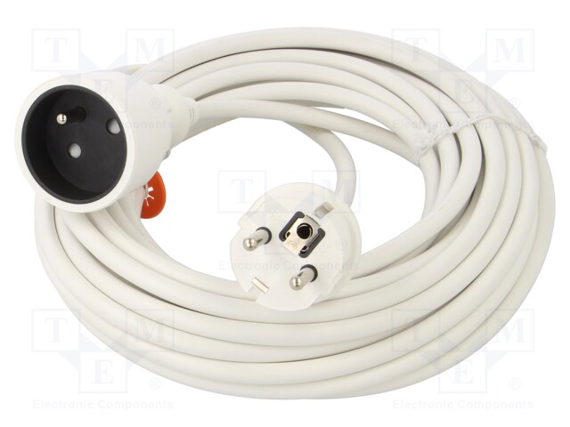 Extension lead; Sockets: 1; PVC; white; 3x1,5mm2; 10m; 16A; STANDARD
