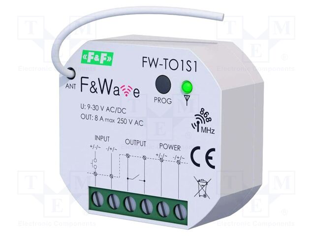 Gate controller; F&Wave; 9÷30VAC; 9÷30VDC; -25÷65°C; 868MHz; 100m
