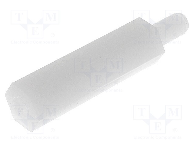 Screwed spacer sleeve; hexagonal; polyamide; M3; M3; 22mm