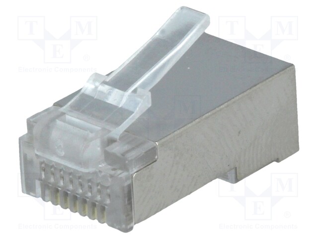 Plug; RJ45; PIN: 8; shielded; Layout: 8p8c; IDC,crimped; for cable