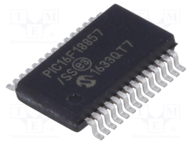 PIC microcontroller; Memory: 56kB; SRAM: 4096B; EEPROM: 256B; SMD