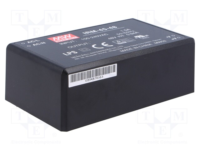 Power supply: switched-mode; modular; 45.12W; 48VDC; 87x52x29.5mm