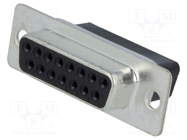 D-Sub; PIN: 15; plug; female; w/o contacts; for cable; 250V