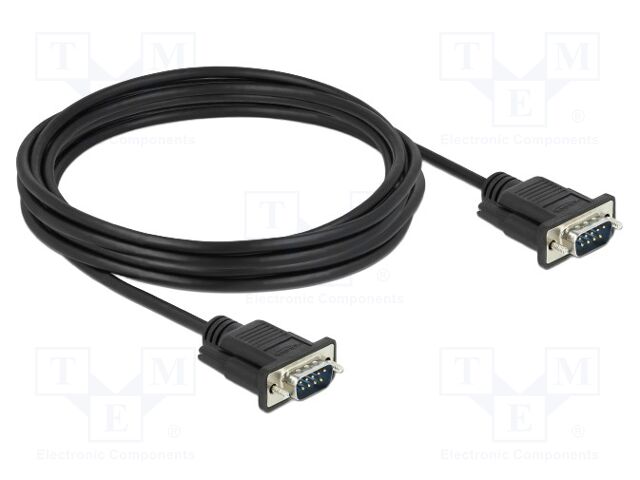 Cable; D-Sub 9pin plug,both sides; PVC; Len: 4m; black; Øcable: 5mm