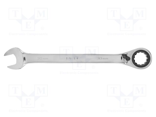 Wrench; combination spanner,with ratchet; 30mm; with switch