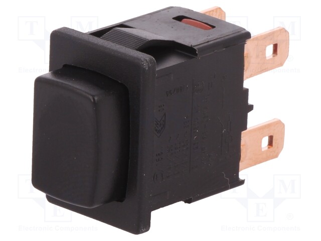 Switch: push-button; Pos: 2; DPST-NO; 16A/250VAC; black; none; IP40