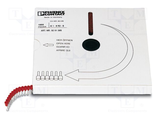 Tip: bootlace ferrule; insulated; copper; 1.5mm2; Bit len: 8mm