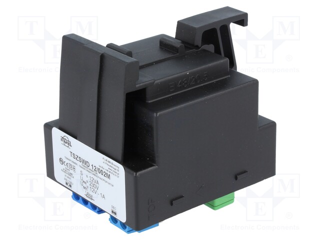 Transformer: mains; 12VA; 230VAC; 12V; 1A; Leads: terminal block