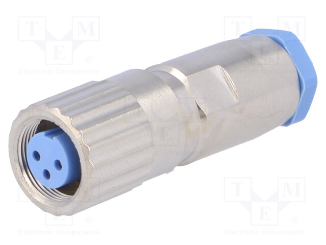 Connector: circular; plug; female; PIN: 3; gold-plated; 3A; IP65