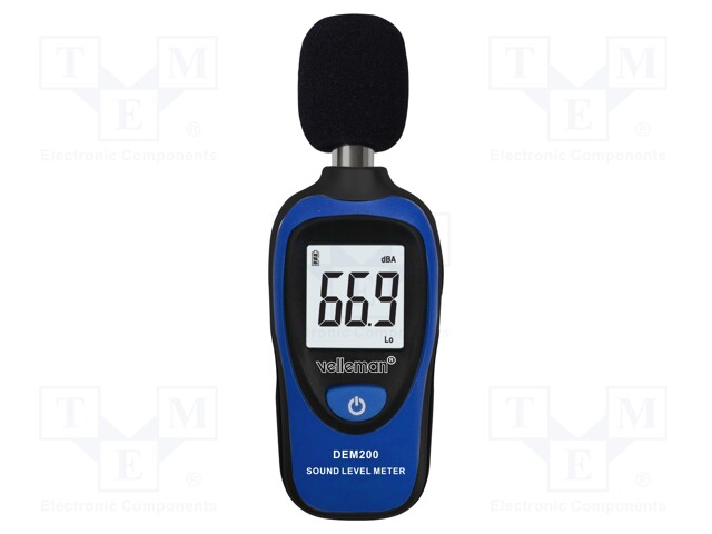 Meter: sound level; LCD 3,5 digit; Sound level meas: 30÷130dB