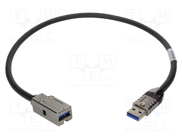 Cable; USB 3.0; USB A socket,USB A plug; 0.5m; black; hermetic x1