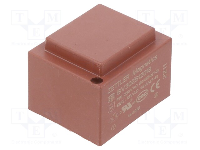 Transformer: encapsulated; 230VAC; 12V; Mounting: PCB