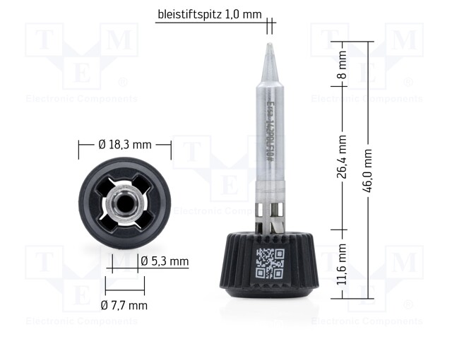 Tip; pin; 1mm; longlife; for soldering station; ERSA-0ICT1000A