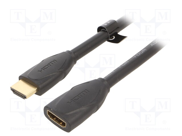 Cable; HDMI 2.0; HDMI socket,HDMI plug; 1.5m; black; 30AWG